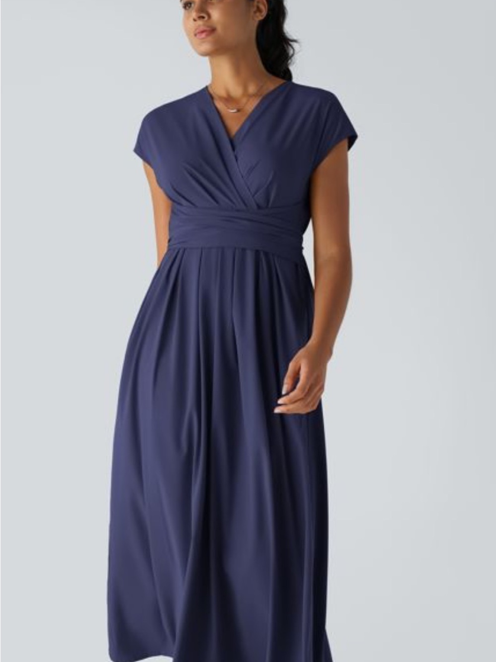 HALARA Navy Wrap-Style Maxi Dress